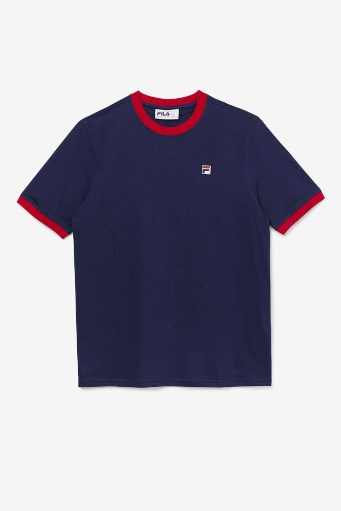 Fila T-Shirt Marconi Ringer Mens Navy - India GZD-940871